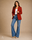 Women's Structured Notch-Lapel Single-Button Long-Sleeve Blazer Jacket