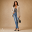 Women's Structured Open-Front Lightweight Tailored Blazer Jacket