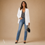 Women's Structured Open-Front Lightweight Tailored Blazer Jacket