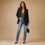 Women's Structured Open-Front Lightweight Tailored Blazer Jacket