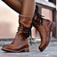 Women's Studded Lace-Up with Low Block Heel Mid-Calf Boots