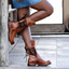 Women's Studded Lace-Up with Low Block Heel Mid-Calf Boots