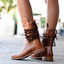 Women's Studded Lace-Up with Low Block Heel Mid-Calf Boots