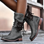 Women's Studded Lace-Up with Low Block Heel Mid-Calf Boots