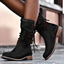Women's Studded Lace-Up with Low Block Heel Mid-Calf Boots