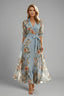 Women's Summer Wedding Guest Floral V-Neck Wrap Maxi Dress