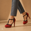 Women's T-Strap with High Heel and Ankle Buckle Platform Pumps