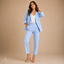 Women's Tailored Double-Breasted Blazer Tapered-Trouser Suit Set