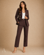 Women's Tailored Double-Breasted Blazer Tapered-Trouser Suit Set