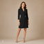 Women's Tailored Notch-Lapel Buckle-Waist Pleated Blazer Mini Dress