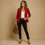 Women's Tailored One-Button with Pockets Slim-Fit Notch-Lapel Blazer