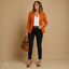 Women's Tailored One-Button with Pockets Slim-Fit Notch-Lapel Blazer