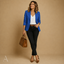 Women's Tailored One-Button with Pockets Slim-Fit Notch-Lapel Blazer
