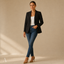 Women's Tailored Single-Button Notch-Lapel Slim-Fit Blazer Jacket