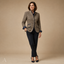 Women's Tailored Stand-Collar Button-Front Contrast-Trim Blazer
