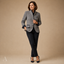 Women's Tailored Stand-Collar Button-Front Contrast-Trim Blazer