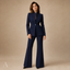 Women's Tailored Stand-Collar Single-Breasted Blazer Trousers Set