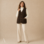 Women's Textured V-Neck Button-Front with Large Patch Pockets Vest