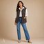 Women's Textured with Large Patch Pockets Button-Front Longline Vest