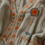 Women's V-Neck Embroidered with Decorative Trim Flared-Sleeve Blouse