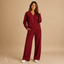 Women's V-Neck Long-Sleeve Pullover & Wide-Leg Trouser Two-Piece Set