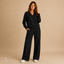 Women's V-Neck Long-Sleeve Pullover & Wide-Leg Trouser Two-Piece Set