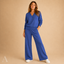Women's V-Neck Long-Sleeve Pullover & Wide-Leg Trouser Two-Piece Set
