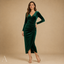 Women's V-Neck Long-Sleeve Ruched Wrap-Front Fitted Midi Dress