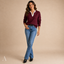 Women's V-Neck with Contrast Ruffle Neckline Long-Sleeve Sweater