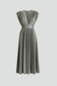 Women's Wedding Guest Belted Pleated V-Neck Maxi Dress