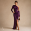 Women's Wedding Guest One Shoulder Ruched Maxi Dress