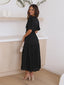Women's Wedding Guest Puff Sleeve V-Neck Midi Dress