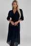 Women's Wedding Guest Ruched Waist V-Neck Maxi Dress