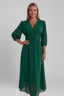 Women's Wedding Guest Ruched Waist V-Neck Maxi Dress