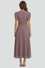 Women's Wedding Guest Ruched Waist V-Neck Midi Dress