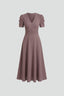 Women's Wedding Guest Ruched Waist V-Neck Midi Dress