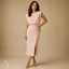 Women's Wedding Guest Sleeveless Button Slit Fitted Midi Dress