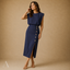 Women's Wedding Guest Sleeveless Button Slit Fitted Midi Dress