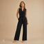 Women's Wedding Guest Sleeveless V-Neck Tie Waist Wide Leg Jumpsuit