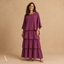 Women's Wedding Guest Tiered Ruffle Sleeve Maxi Dress