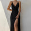 Women's Wedding Guest V-Neck Slip Slit Maxi Dress