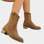 Women's Western-Stitch Round-Toe Low-Heel Mid-Calf Cowboy Boots