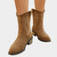 Women's Western-Stitch Round-Toe Low-Heel Mid-Calf Cowboy Boots