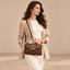 Women's Woven Flap Crossbody with Floral Clasp Shoulder Bag