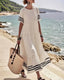 Women's Classic Beige Short Sleeve Maxi Dress
