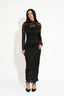 Women's Elegant Black Floral Lace Long Sleeve Maxi Dress