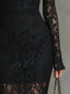 Women's Elegant Black Floral Lace Long Sleeve Maxi Dress