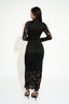 Women's Elegant Black Floral Lace Long Sleeve Maxi Dress