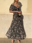 Women's Black Off Shoulder Floral Maxi Dress