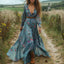 Women's Boho Floral Long Sleeve Maxi Dress
